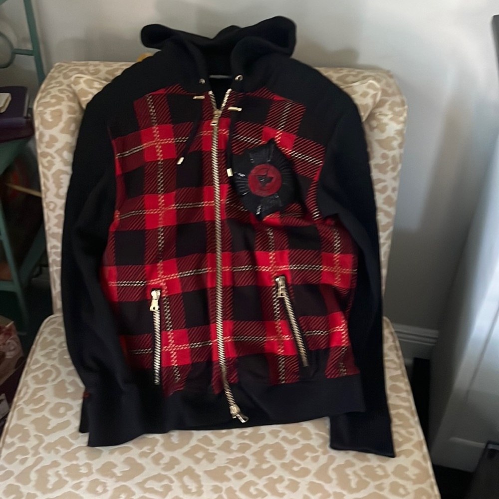 Men sz xxl balmain jacket black red and gold brand new did not fit